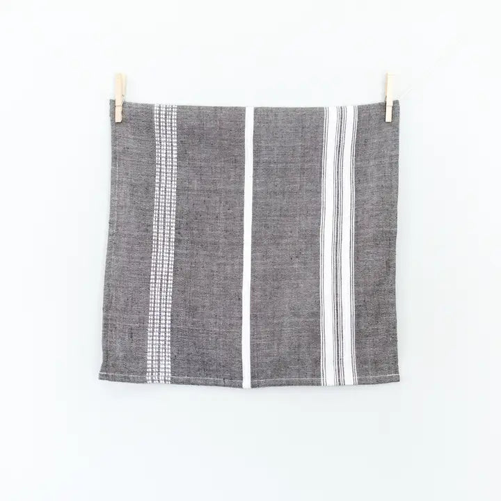 Aden Cotton Dinner Napkin in Grey and Natural, from Creative Women