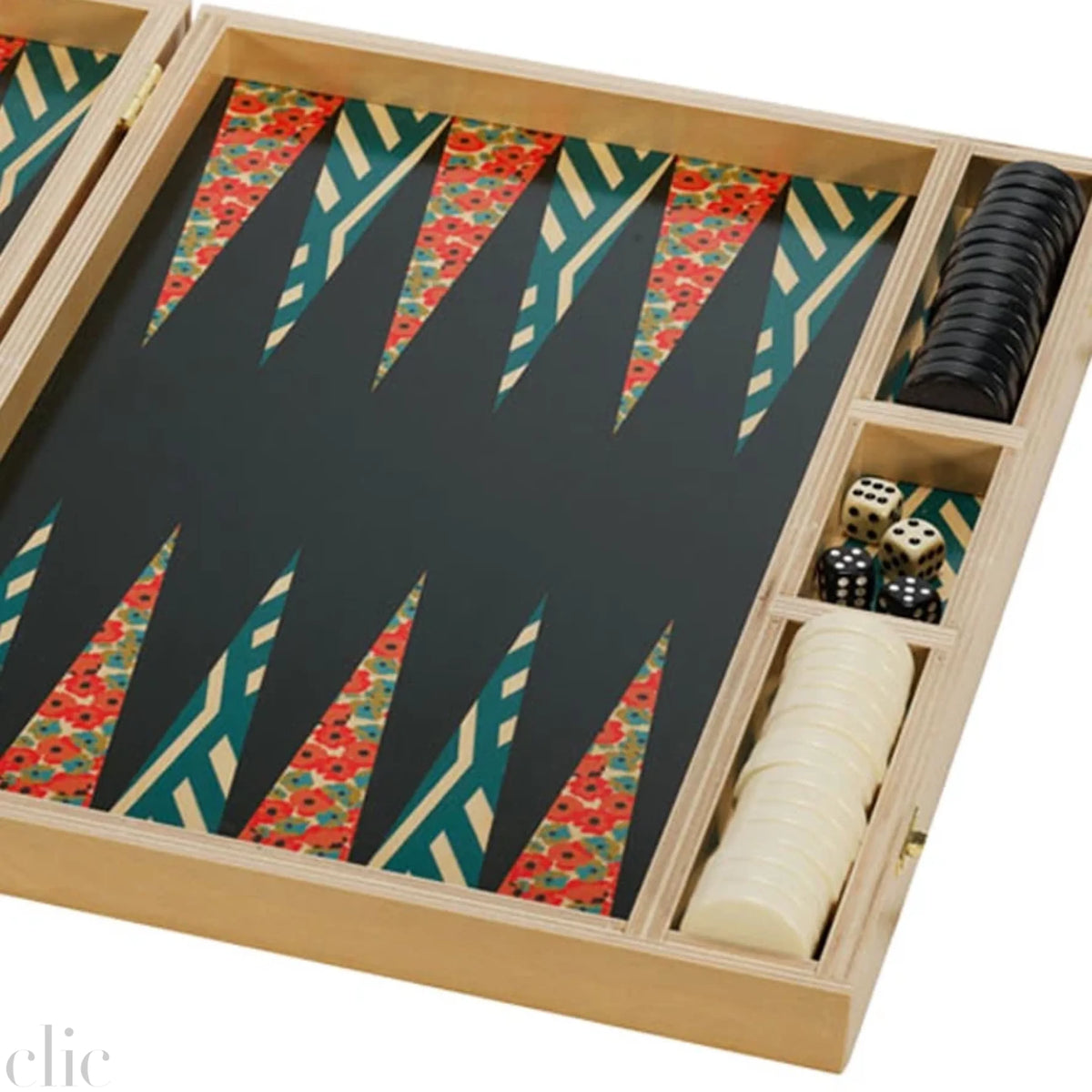 Poppy Red Tabletop Backgammon Set, from Wolfum