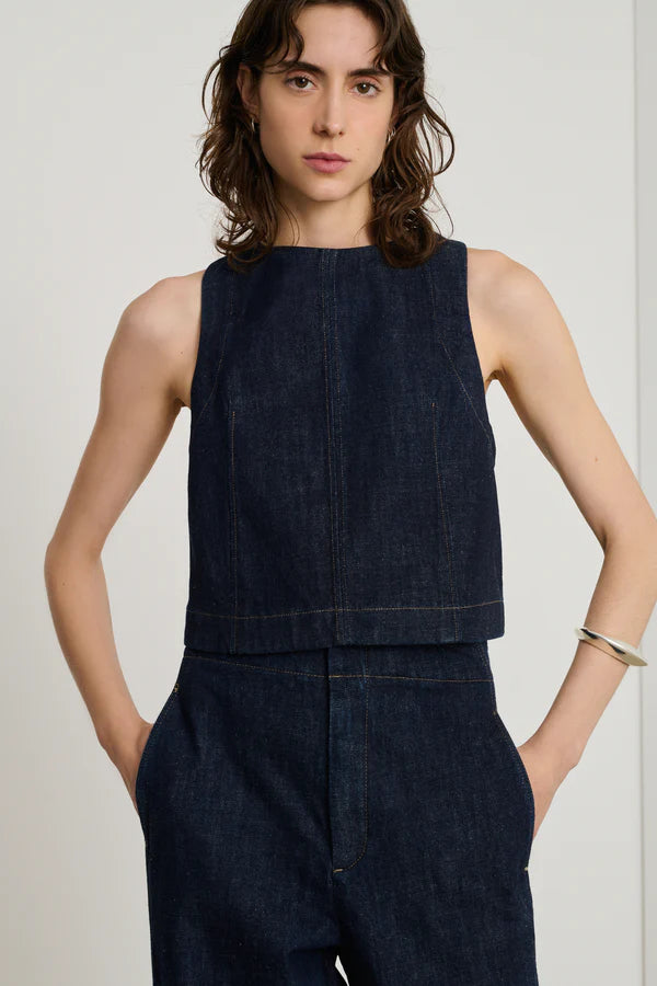 Eli Cropped Raw Denim Top, from Soeur