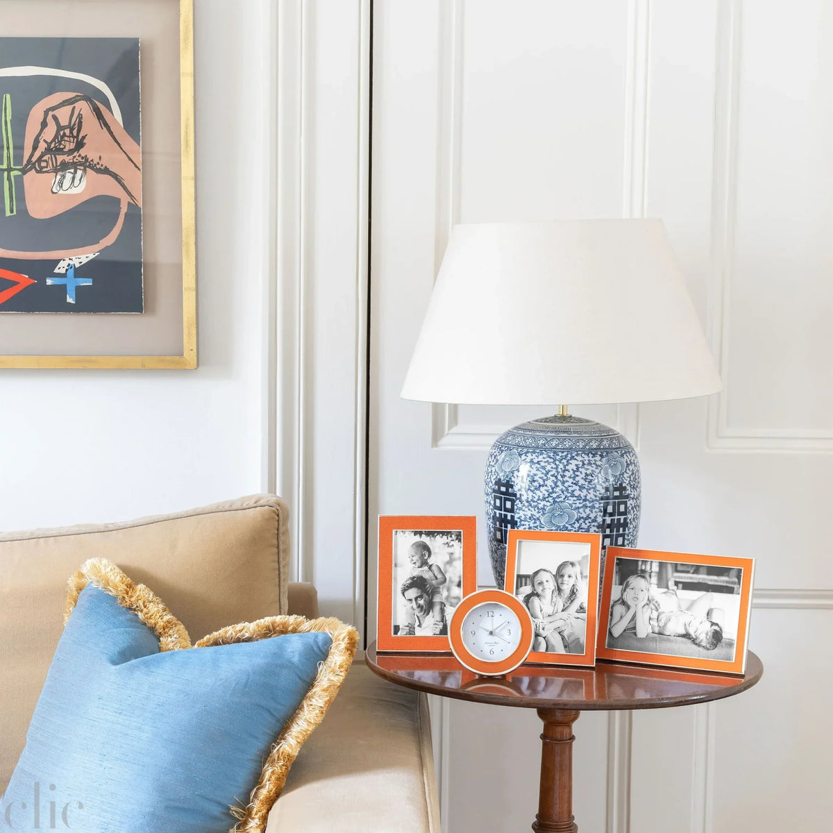 Alarm Clock in Orange and Silver