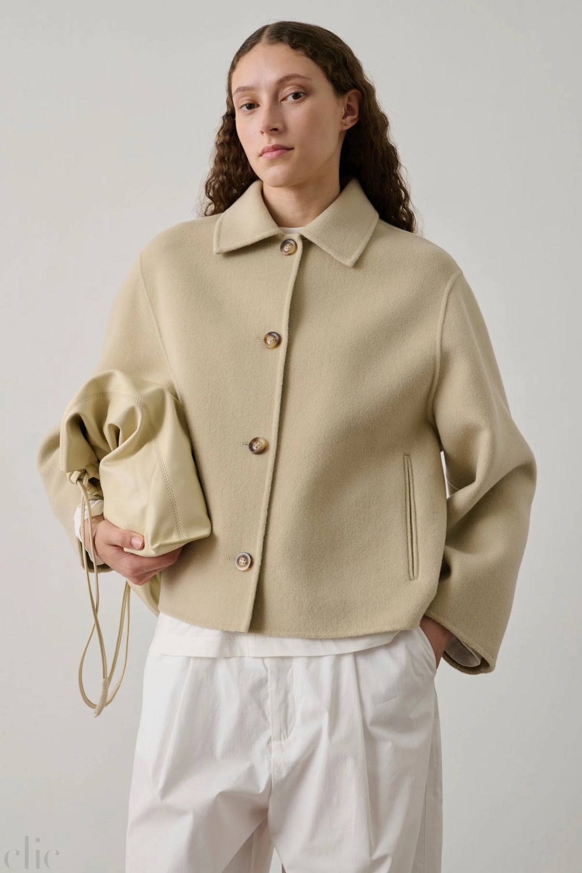 Gyoda Short Coat in Chalk, from Soeur