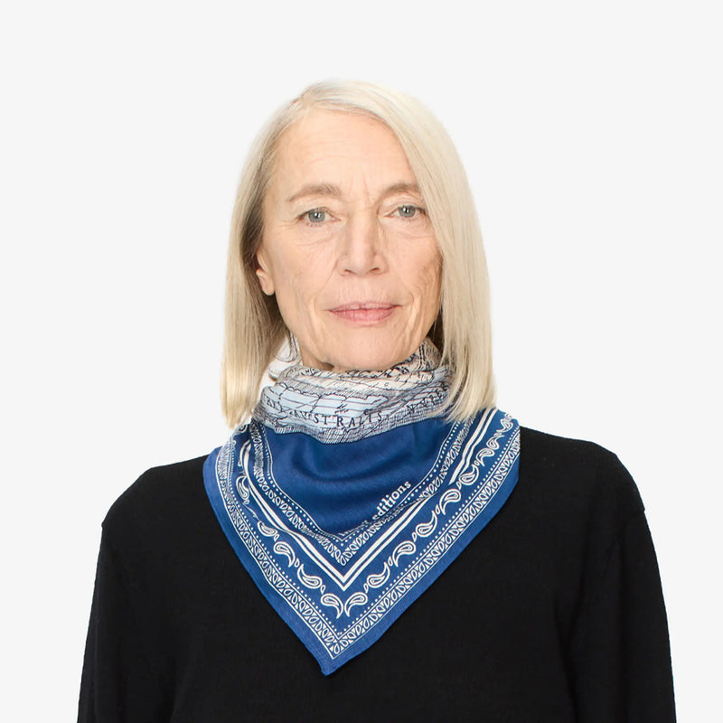 Square World Map Scarf in Navy, from Inoui Editions