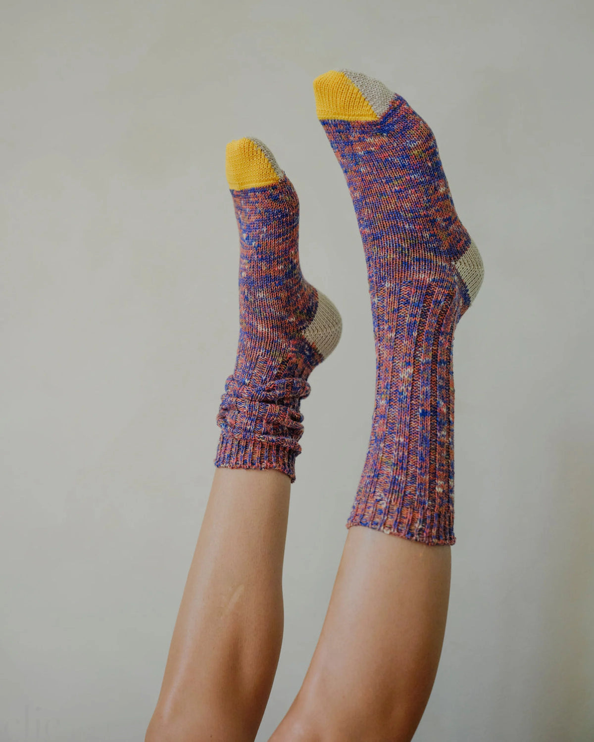 Cotton Split Toe Crew Socks in Fete, from Degen