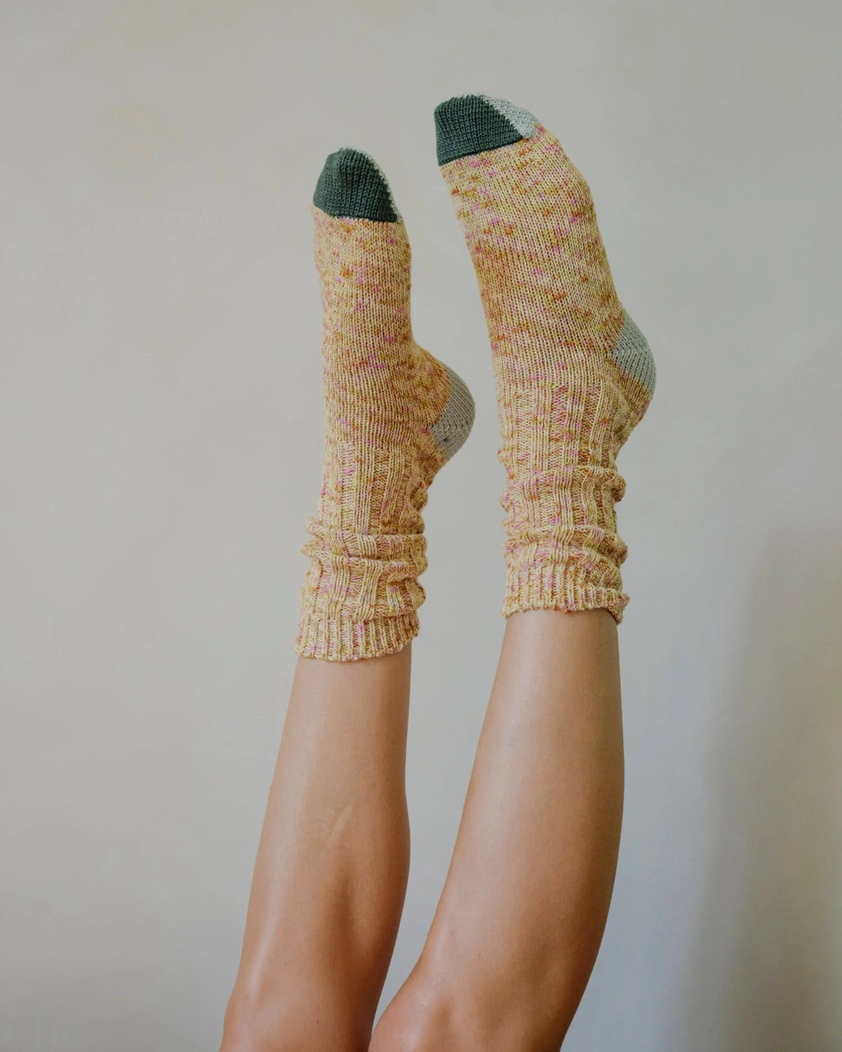 Cotton Split Toe Crew Socks in Sorbet, from Degen