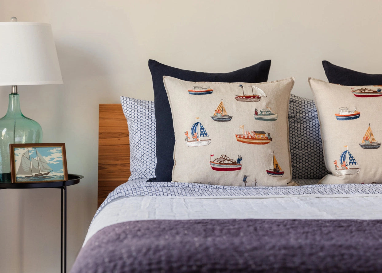 Boats Pattern Pillow, from Coral & Tusk