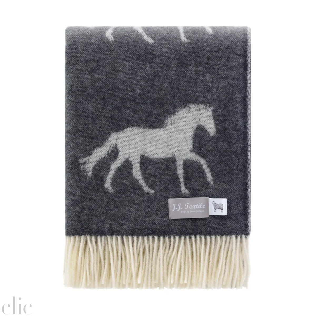 Horse Wool Throw in Black