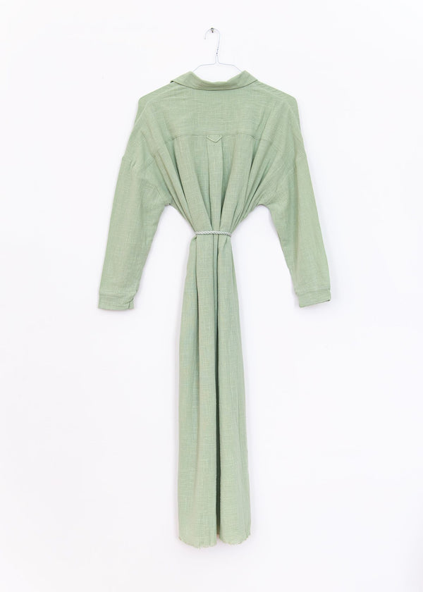 Mykonos Long Sleeve Shirt Dress in Pastel Green, from Maison Saint Julien