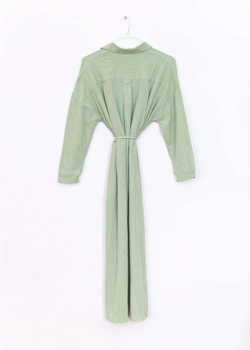 Mykonos Long Sleeve Shirt Dress in Pastel Green, from Maison Saint Julien