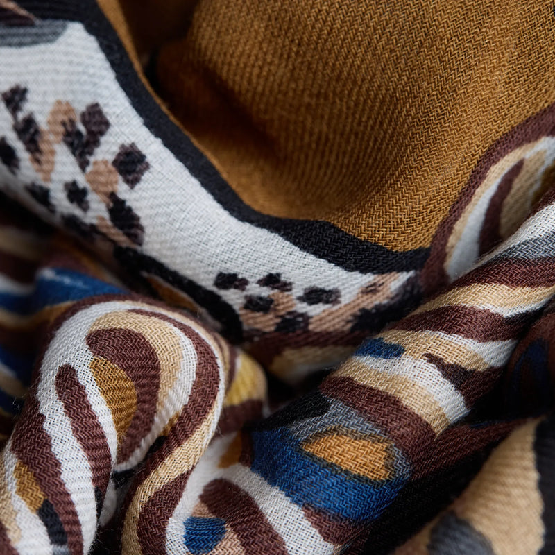 Western Square Scarf in Brown, from Inoui Editions