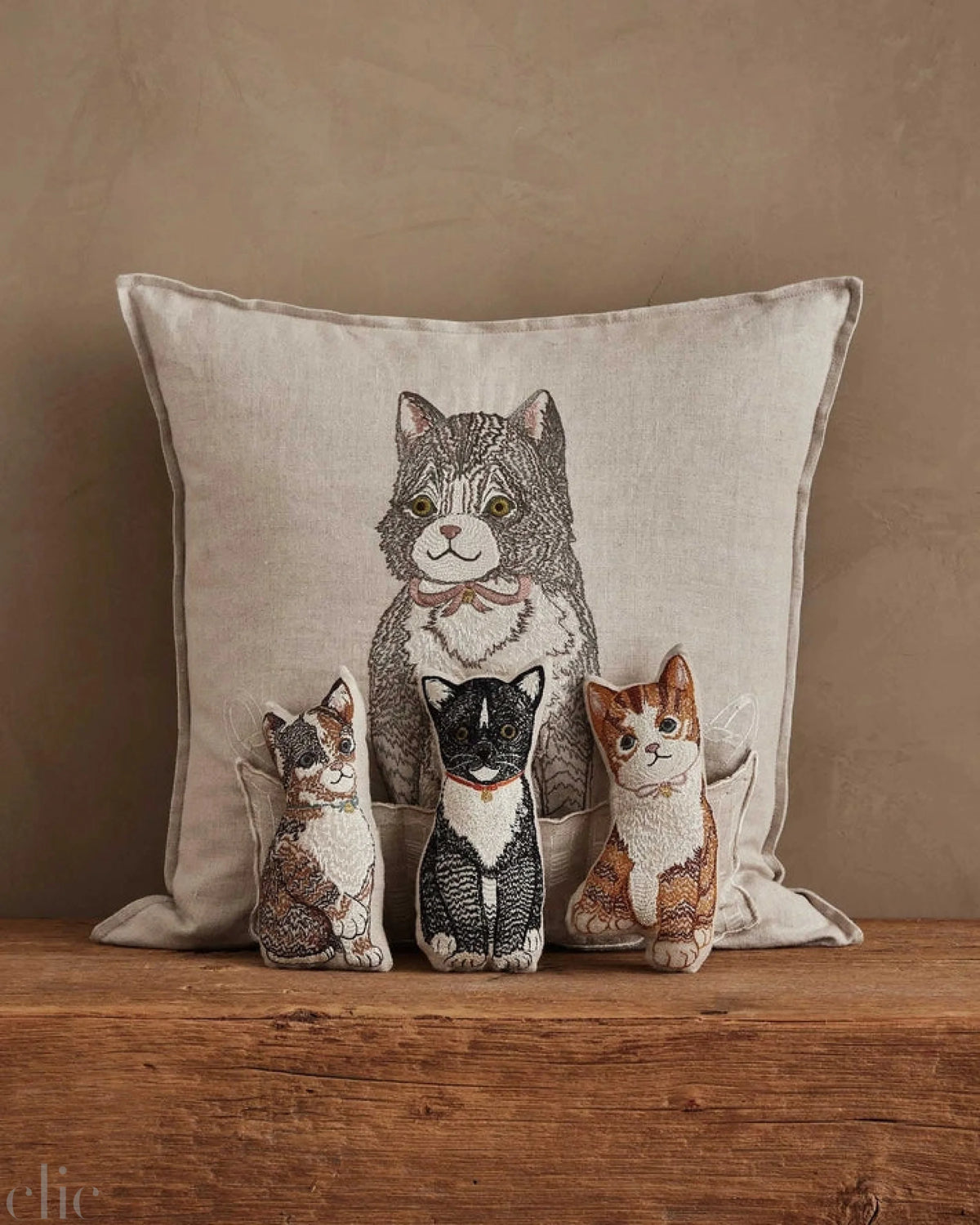 Baskets of Kitten Pock Pillow, from Coral & Tusk