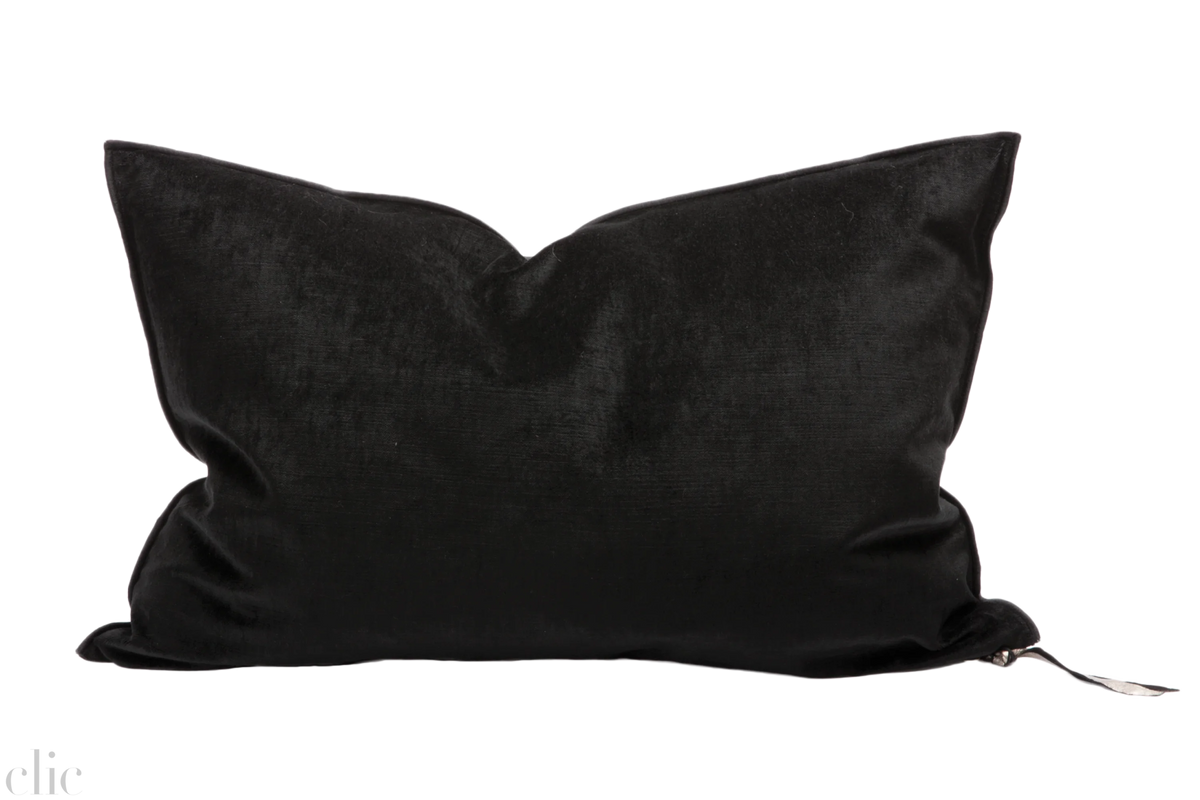 Velvet Pillow 16x24 in Noir, from Maison De Vacances