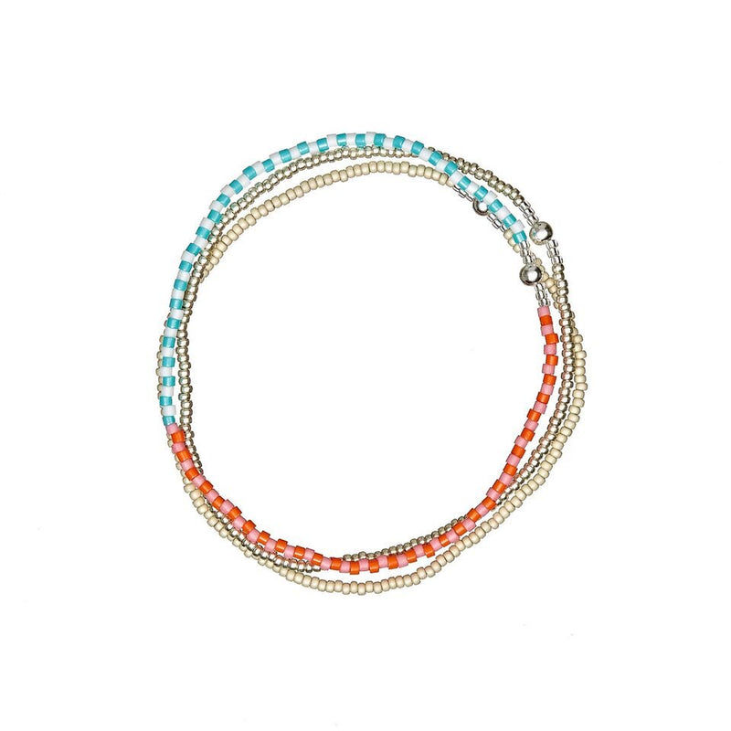 Turquoise and White Stacked Beaded Bracelet, from Templestones