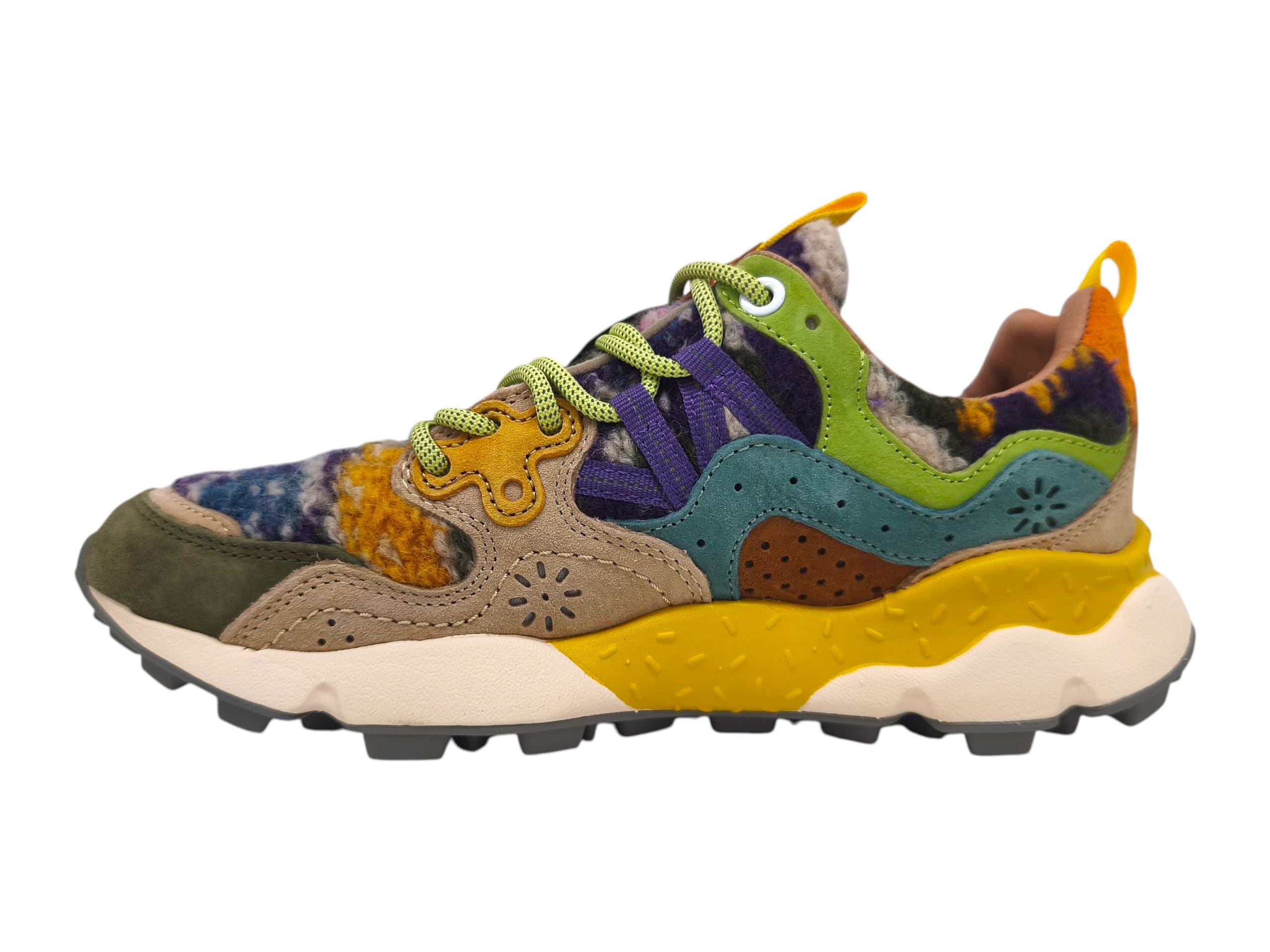 Yamano 3 Suede Teddy Sneaker in Taupe Dark Green, from Flower Mountain