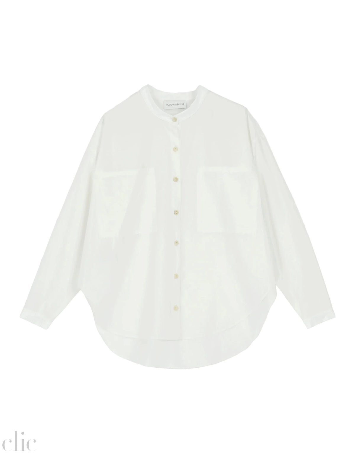 Oversized Mock Collar Shirt in Off White, from Modern Weaving