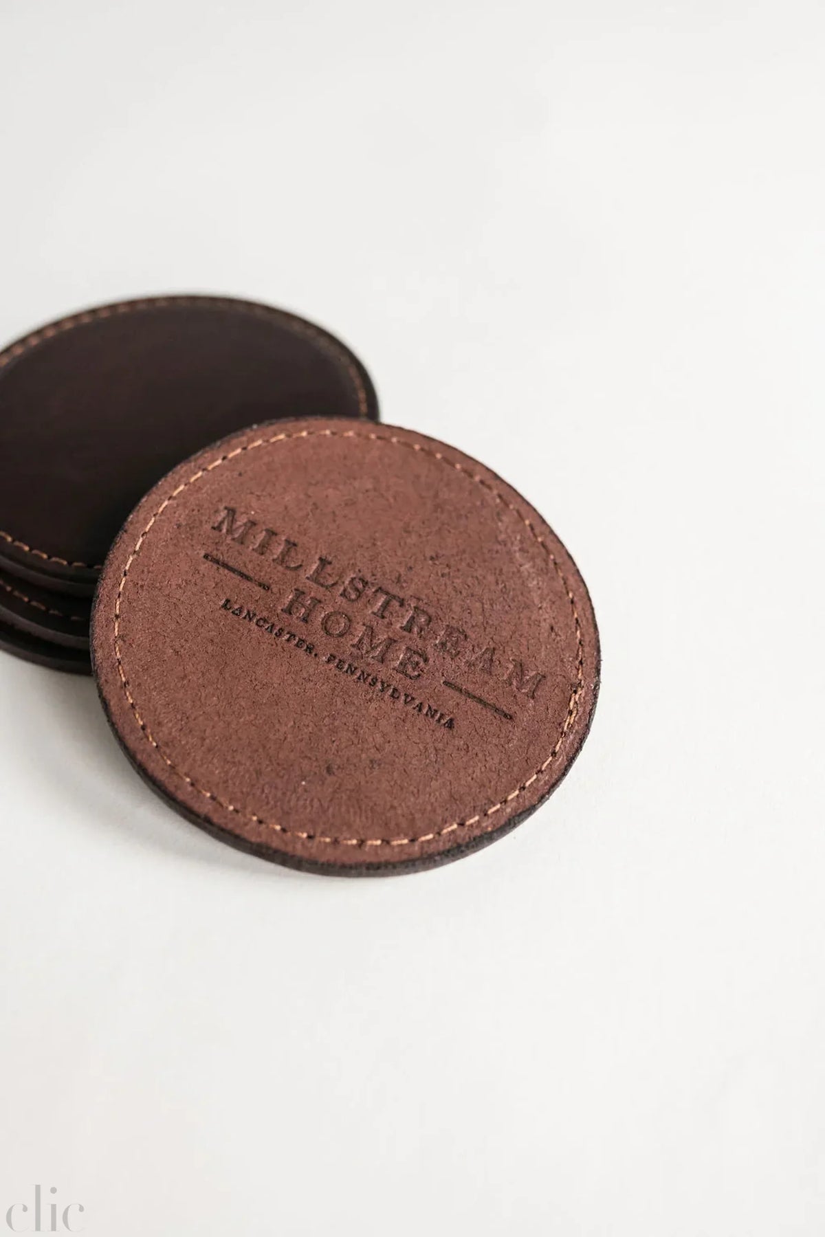 The Leather Coaster Set of 4 in Tobacco