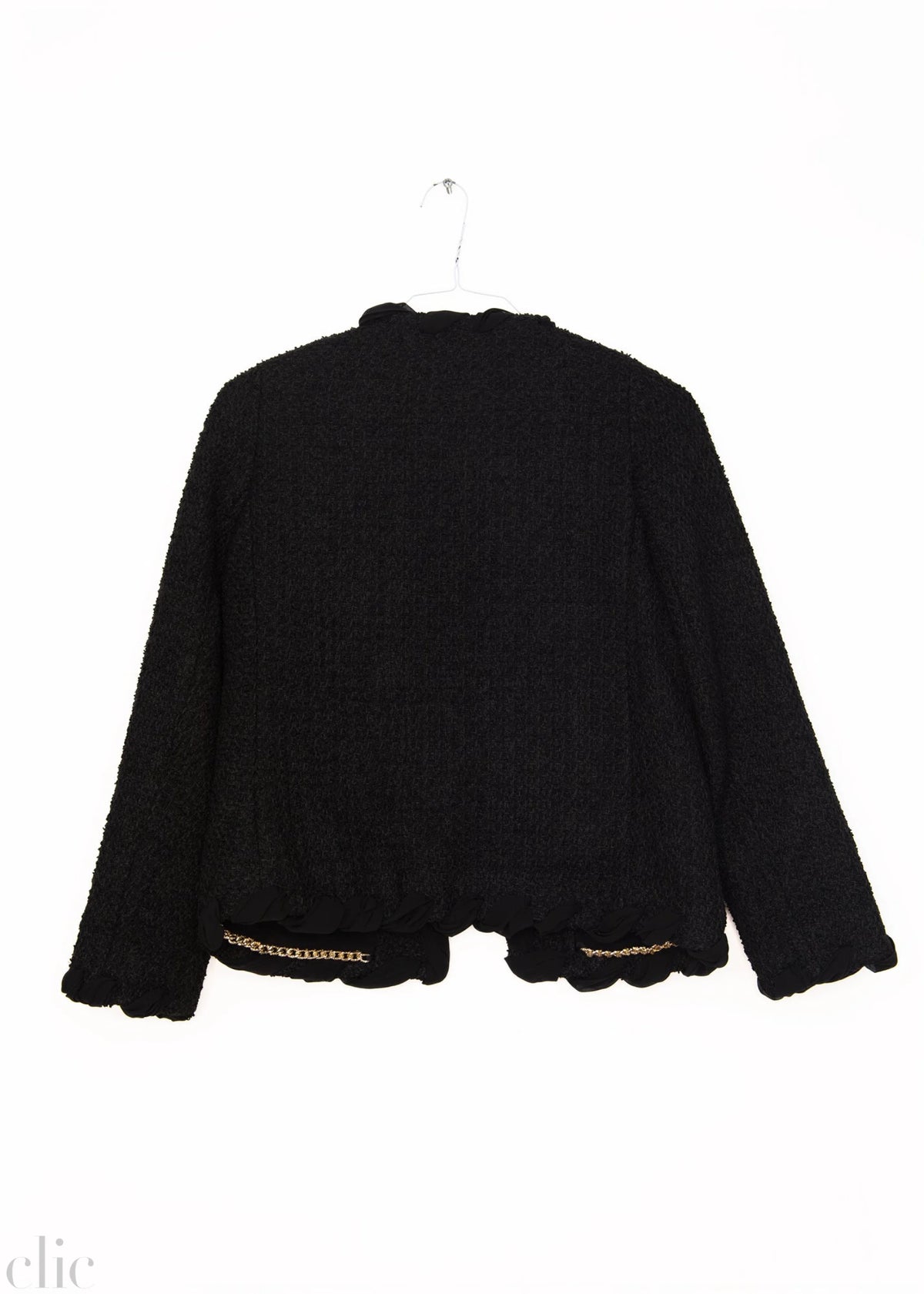 Ruffle-Edge Textured Jacket in Black, from Edward Achour
