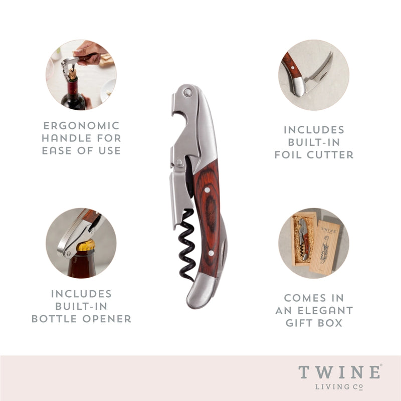 Double-Hinged Corkscrew With Rosewood Handle, from Twine