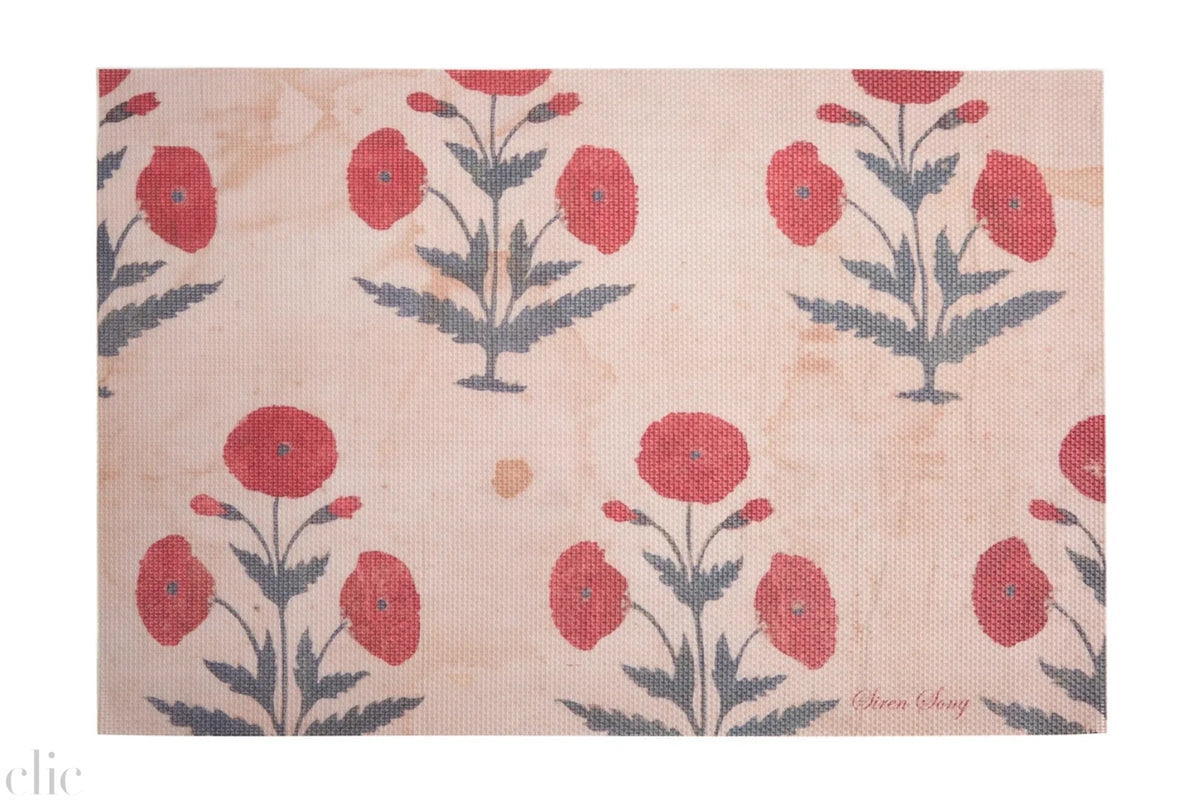 Set of 4 Red Poppy Placemats