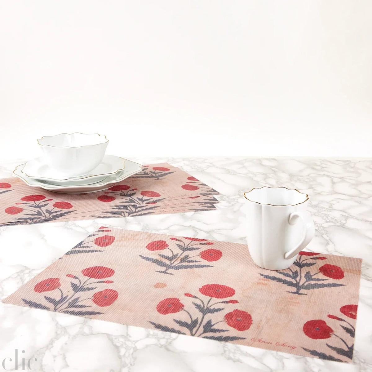 Set of 4 Red Poppy Placemats