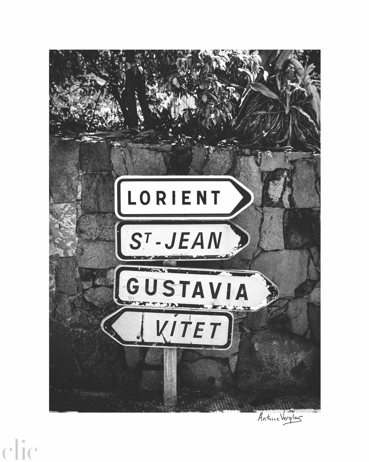 St. Barth Sign 1 Black and White by Antoine Verglas