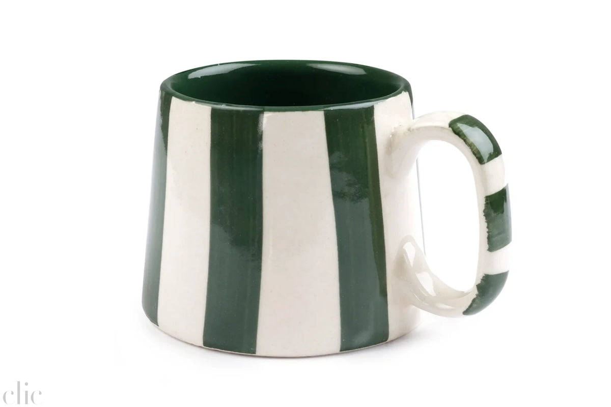 Ceramic Stripe Coffee Cup in Olive, from Casa Amarosa