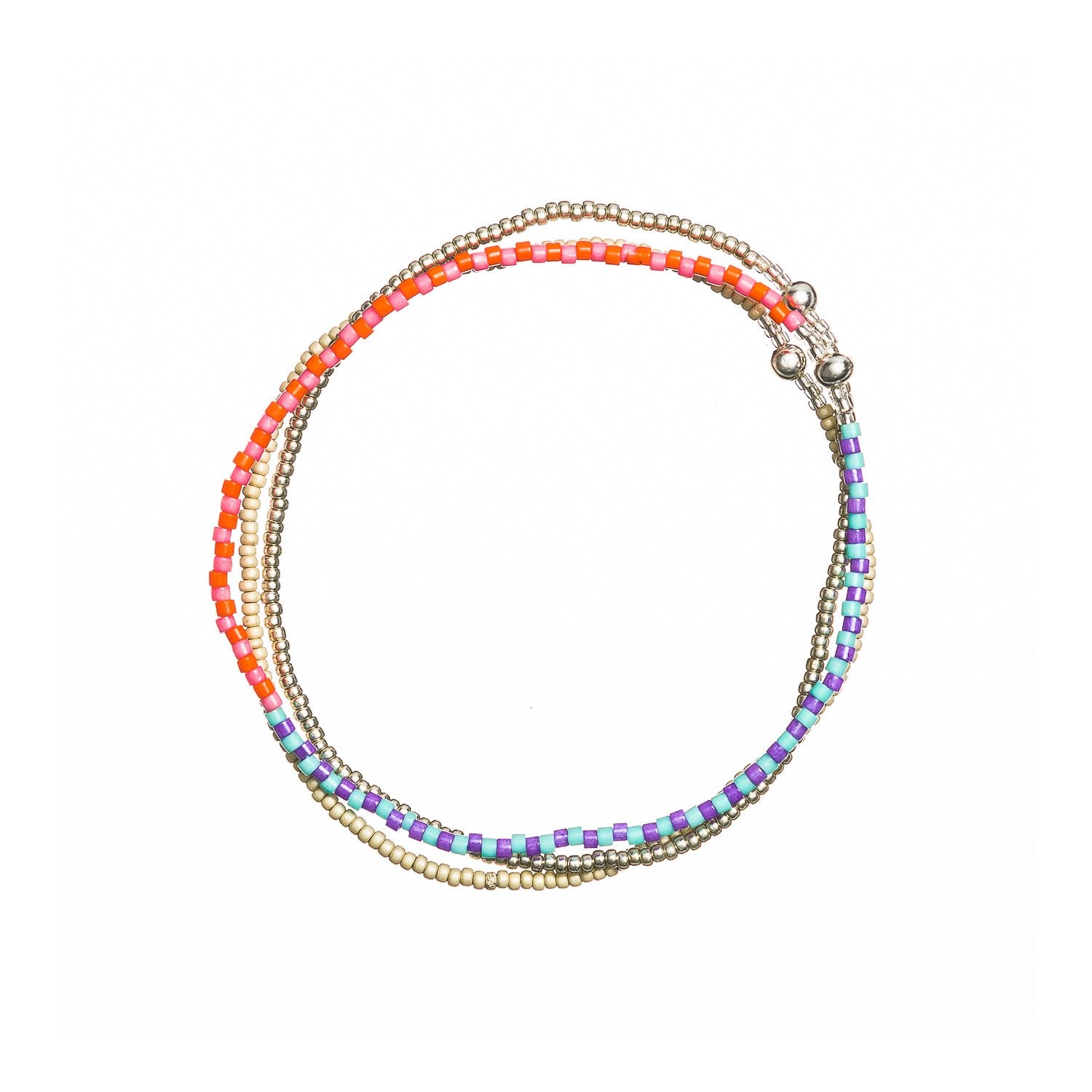 Mint and Purple Stacked Beaded Bracelet, from Templestones