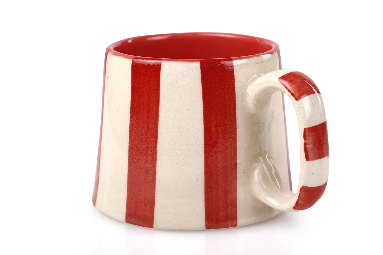Ceramic Stripe Coffee Cup in Red, from Casa Amarosa