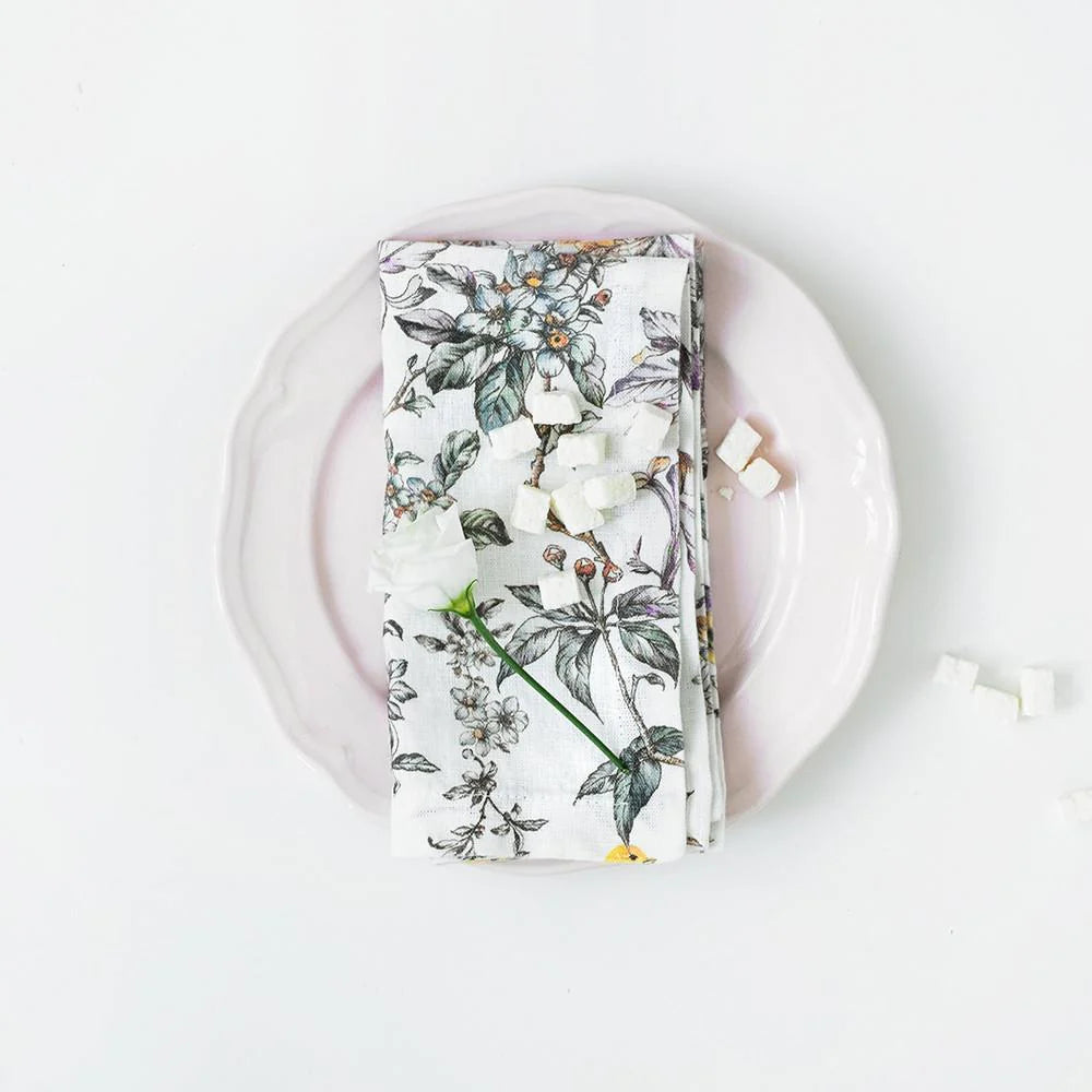 Birds Linen Napkin in White, from Linen Tales