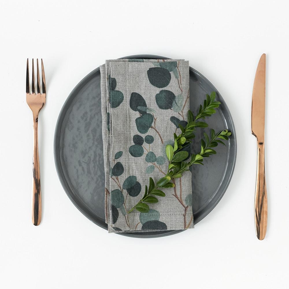 Eucalyptus Napkins Set of 2 in Natural Linen, from Linen Tales
