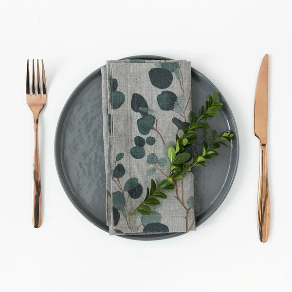 Eucalyptus Linen Napkins Set of 2 in Dark Natural, from Linen Tales