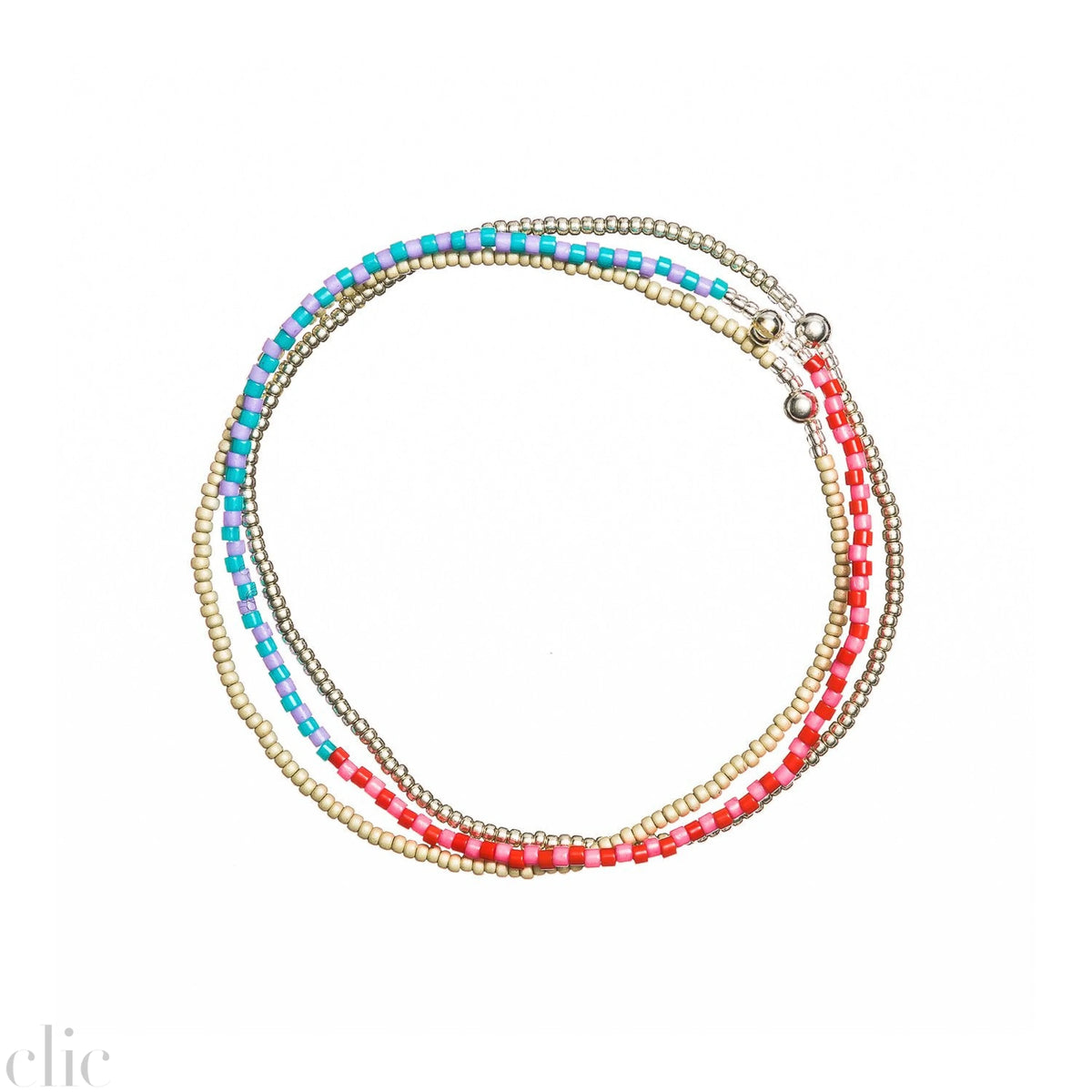 Turquoise and Mauve Stacked Beaded Bracelet, from Templestones