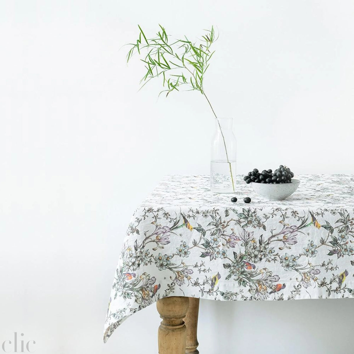 Birlds Linen Tablecloth in White, from Linen Tales