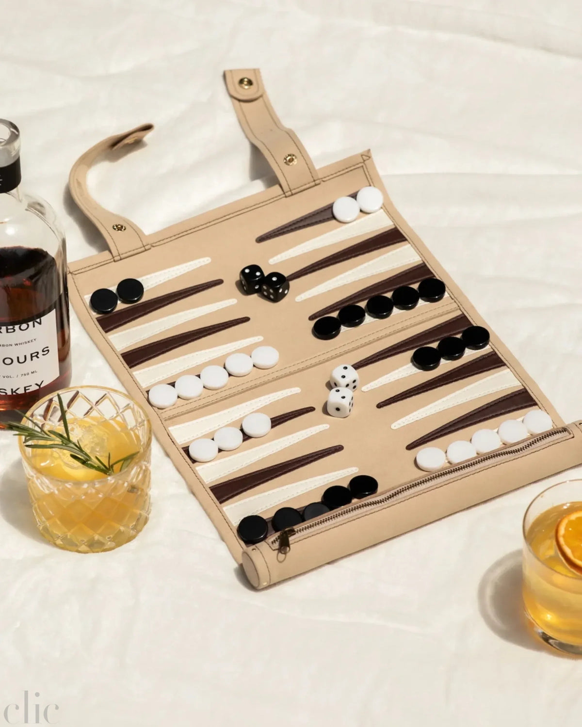Travel Backgammon in Beige