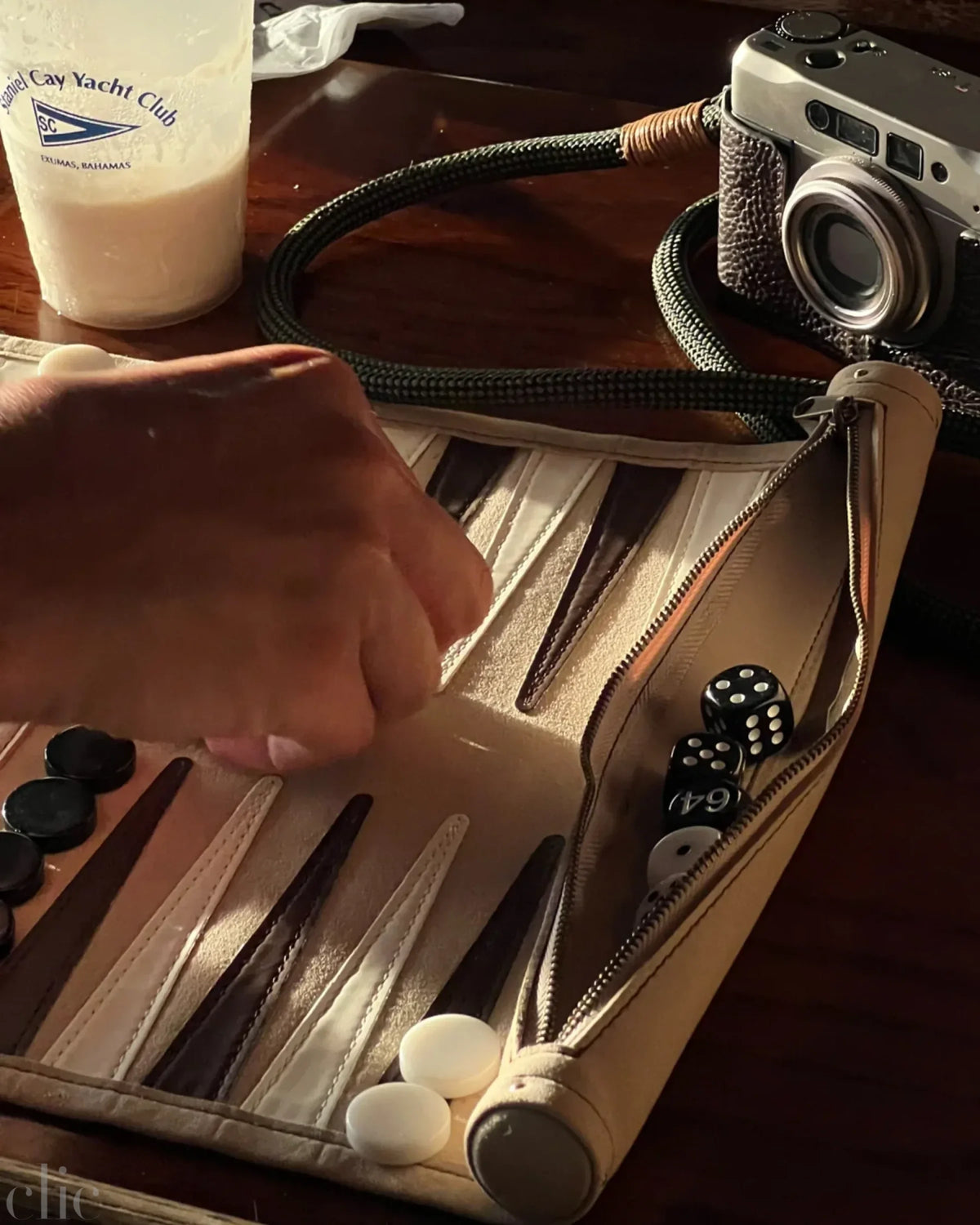 Travel Backgammon in Beige