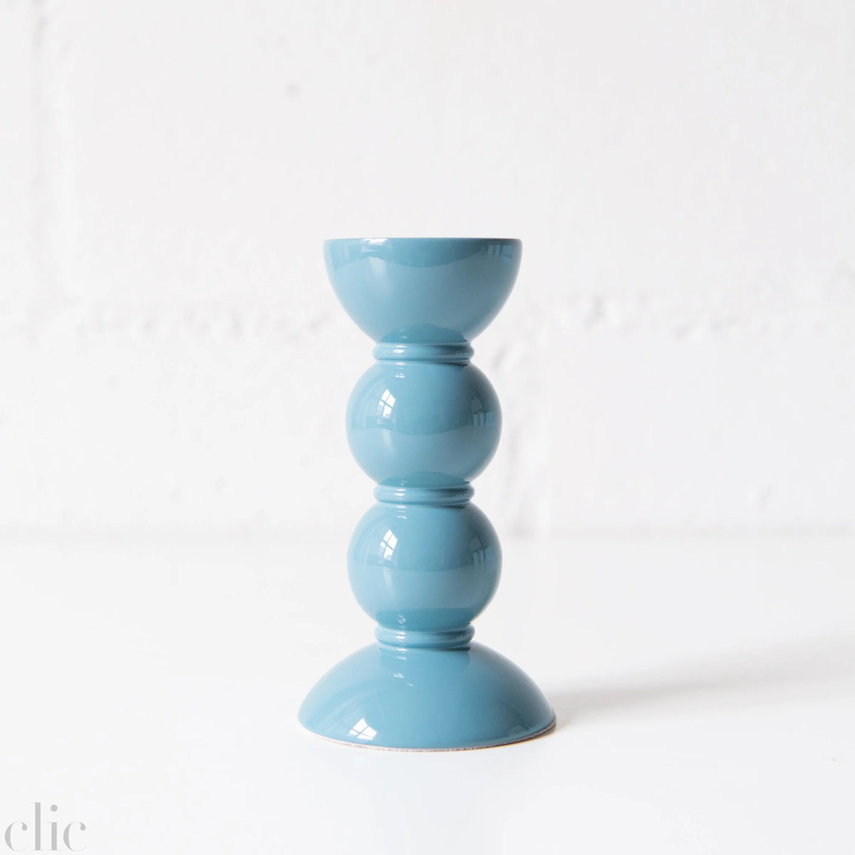 Bobbin Candle Stick Holder 5.5" in Chambray Blue