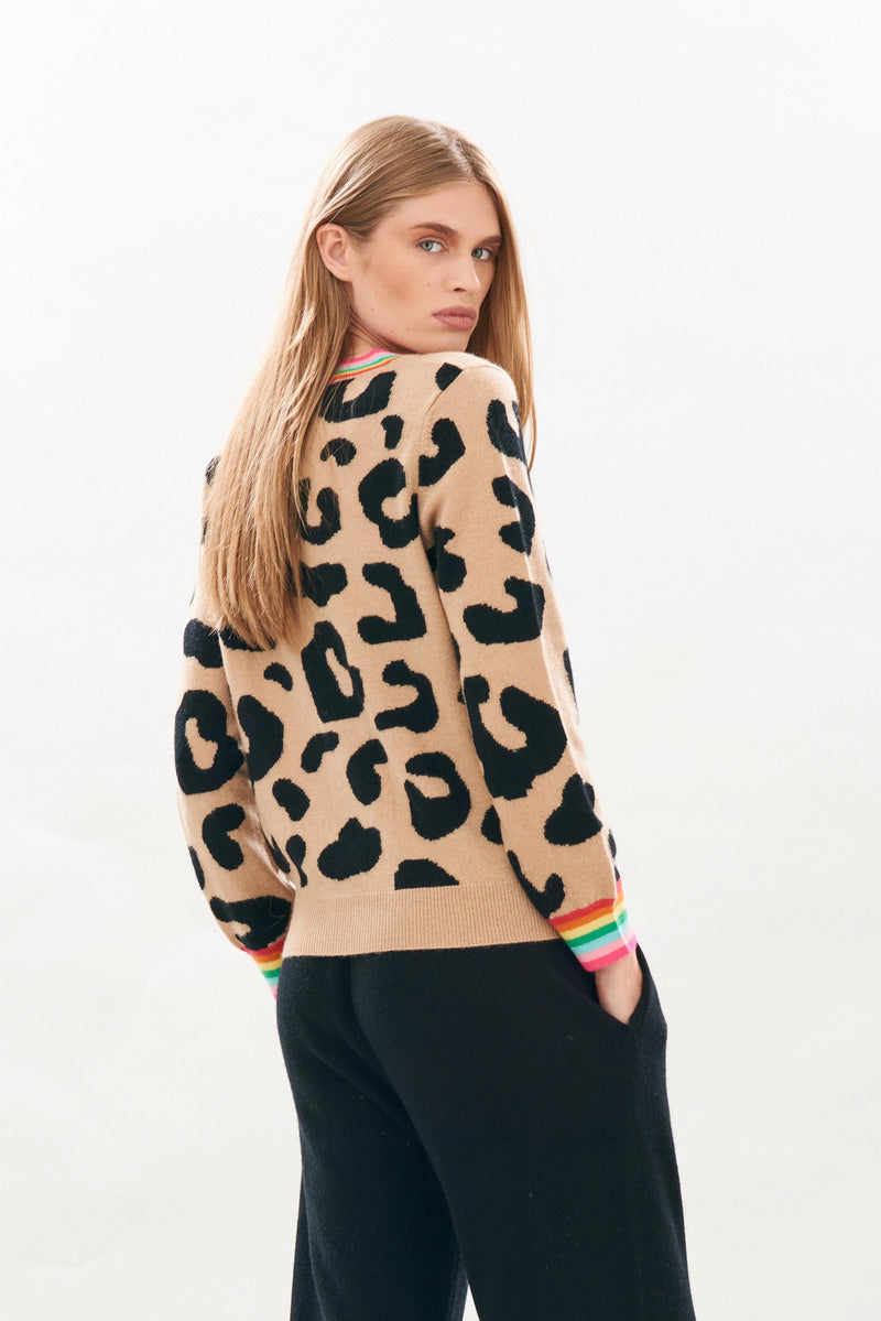 Rainbow Leopard Cardigan from Jumper 1234 CAML BLK 4