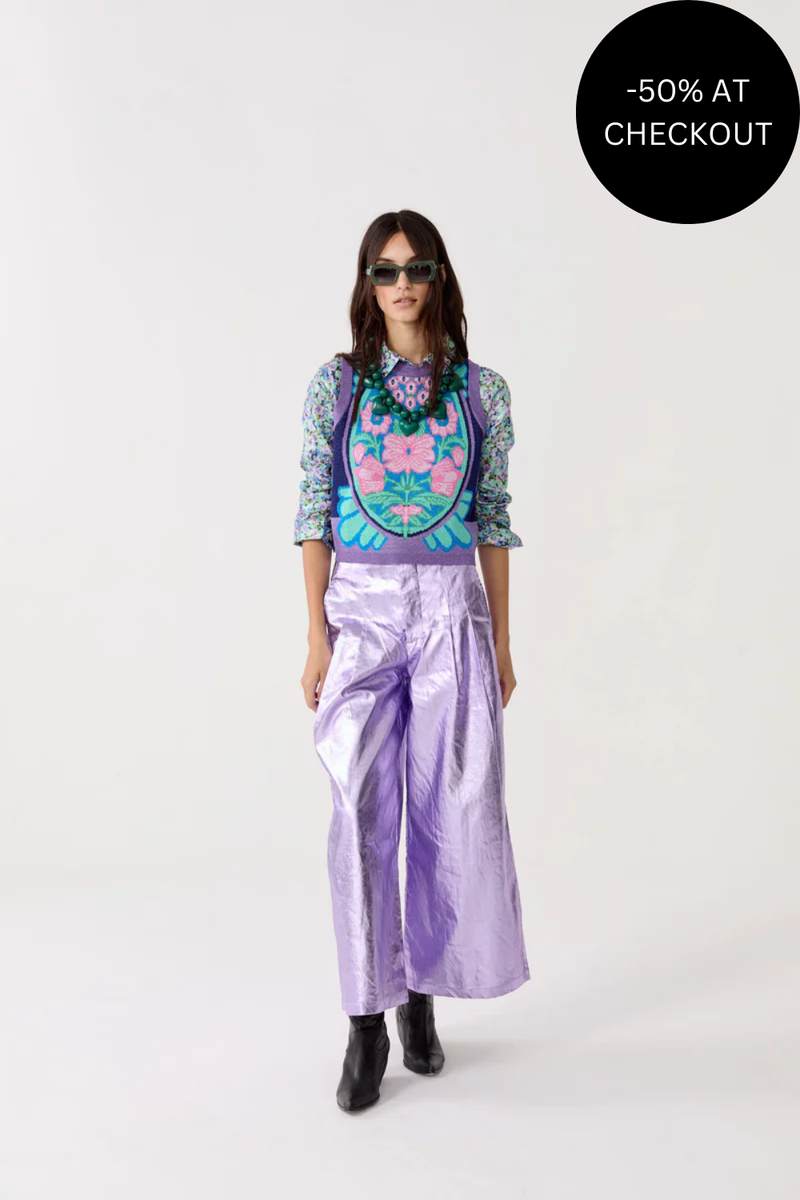 Metallic Violet Culotte Pant, from Lanhtropy