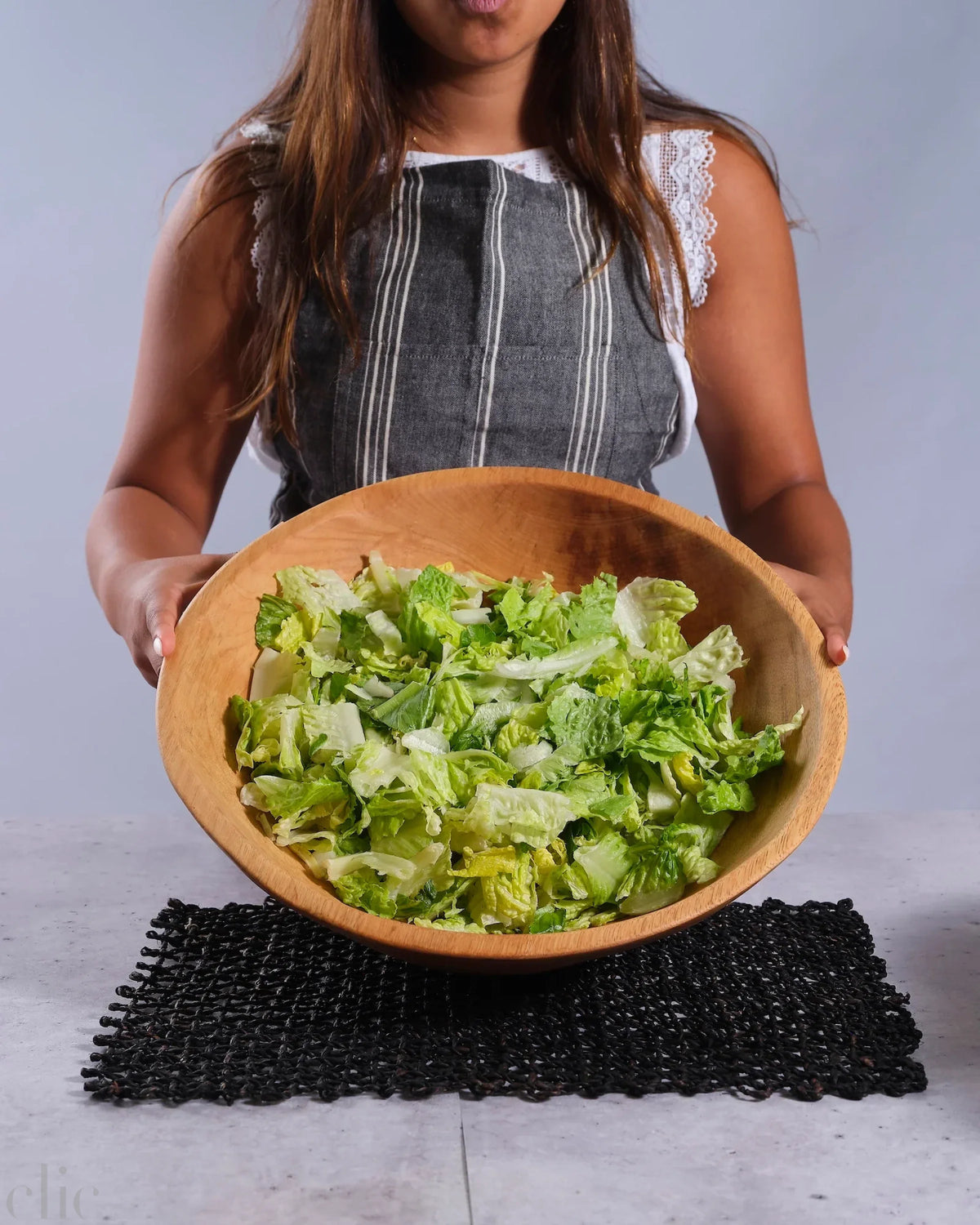 Large Round Wood Salad Bowl