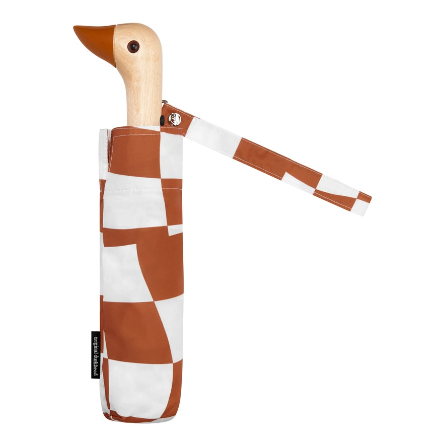 Compact Checker Umbrella in Peanut Butter, from Original Duckhead