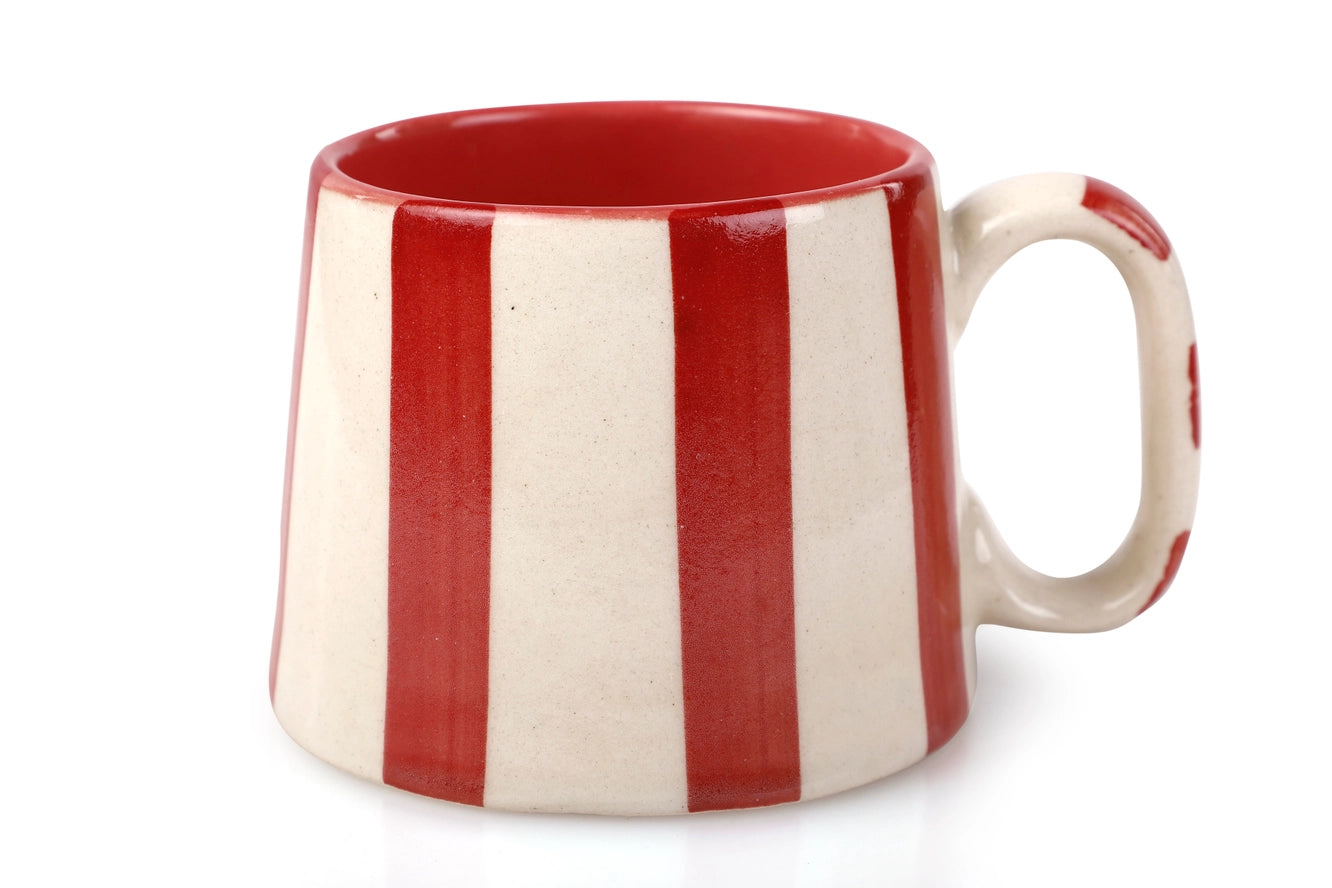 Ceramic Stripe Coffee Cup in Red, from Casa Amarosa