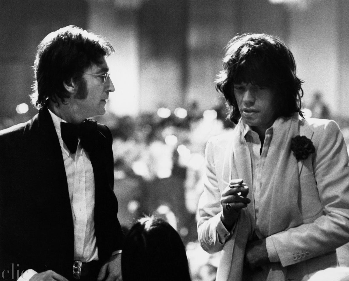 John Lennon and Mick Jagger AFI 1974 by Ron Galella