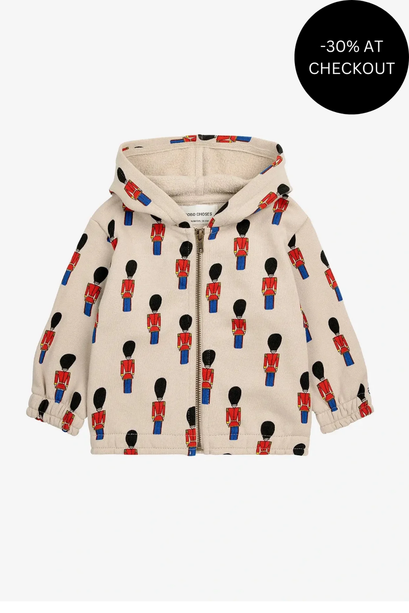 Little Tin Soldiers Zipped Hoodie, from Bobo Choses