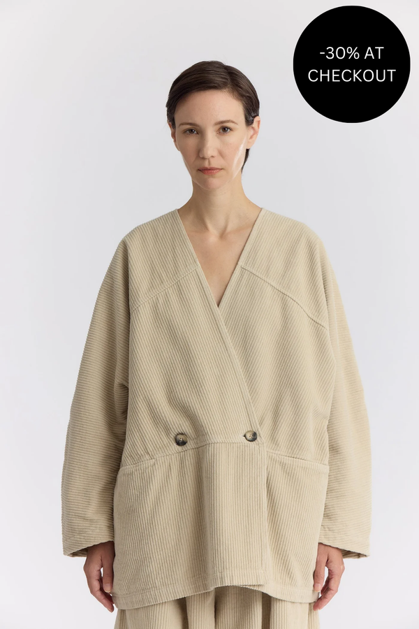 Corduroy Geometric Jacket in Ivory, from Black Crane