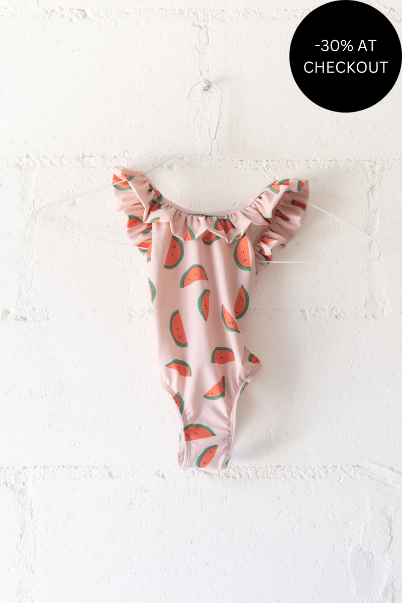 Watermelon Ruffle Kid Swimsuit, from Moncoeur