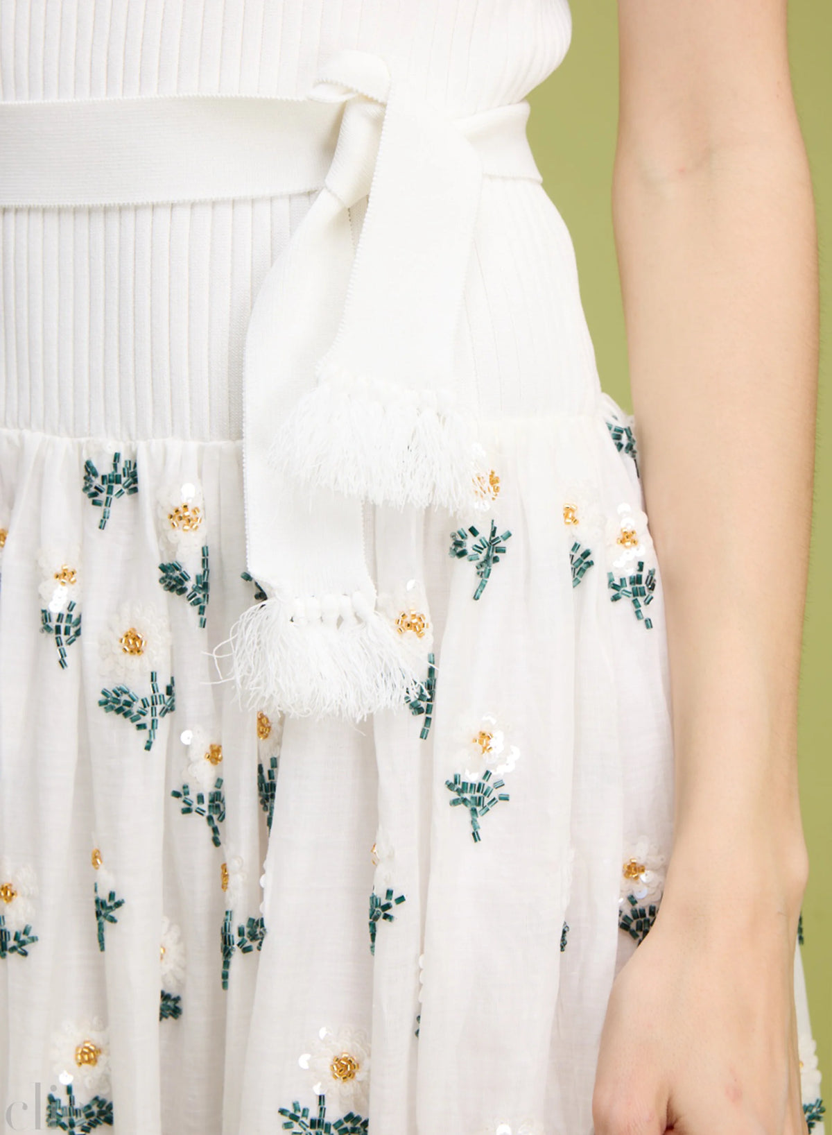 Beaded Daisy Maxi Dress in Natural, from Love Binetti