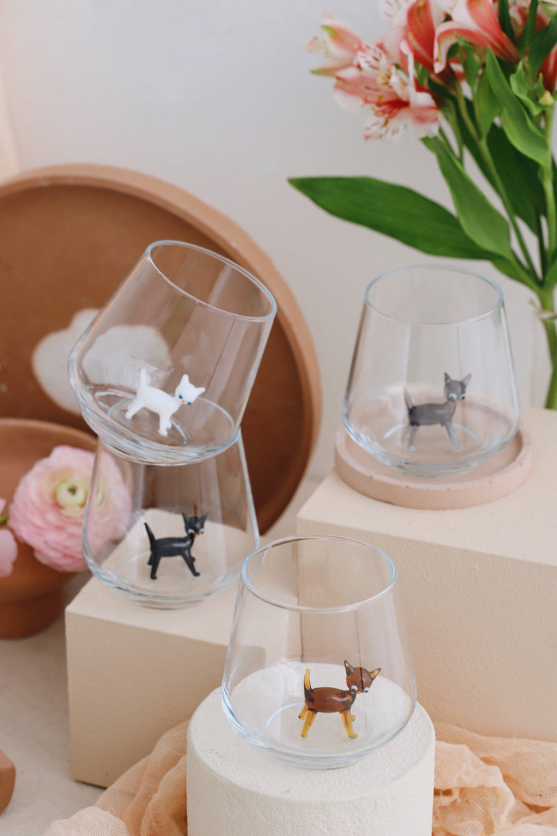 Grey Cat Drinking Glass