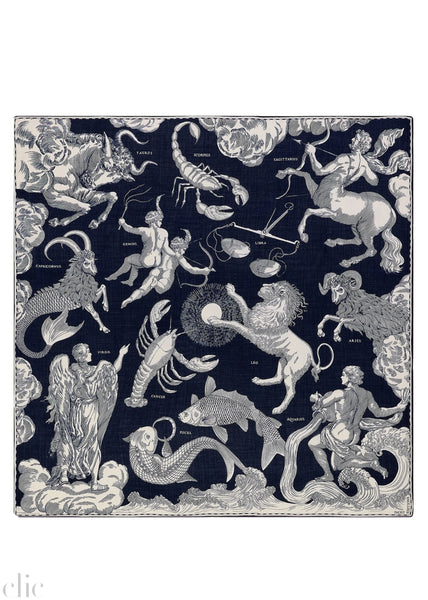 Astrologie 130 Square Scarf in Dark Blue, from Inoui Editions