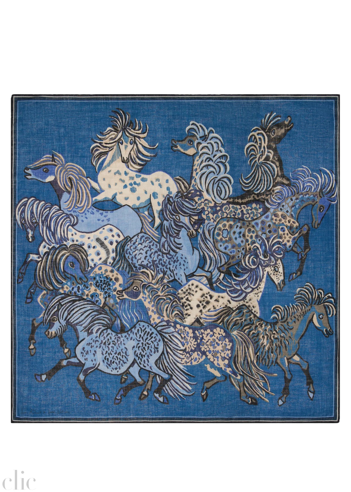 Western 130 Square Scarf in Dark Blue, from Inoui Editions
