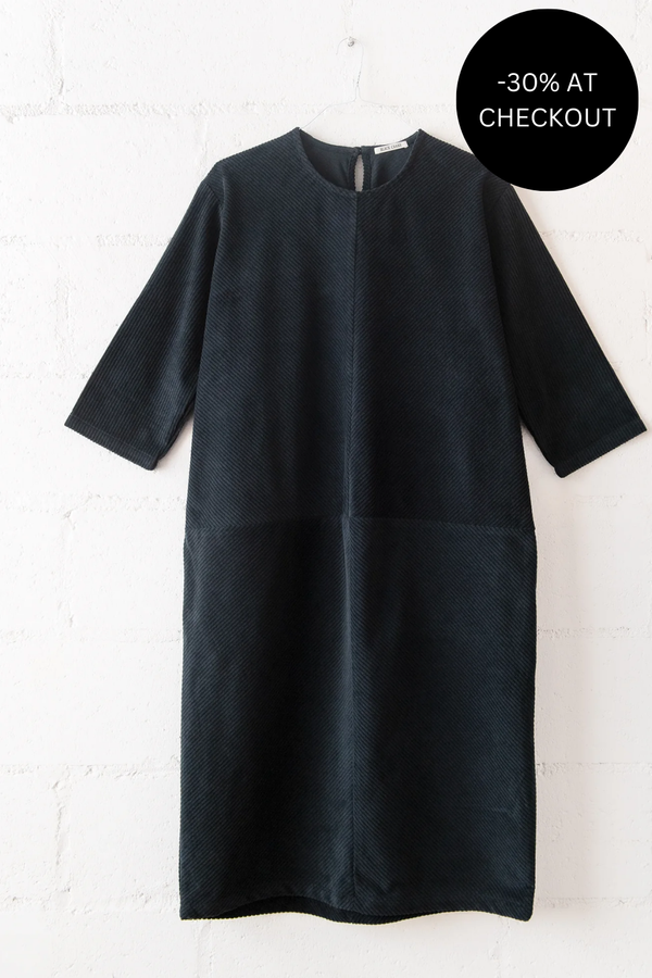 Corduroy Radient Dress in Dark Grey, from Black Crane