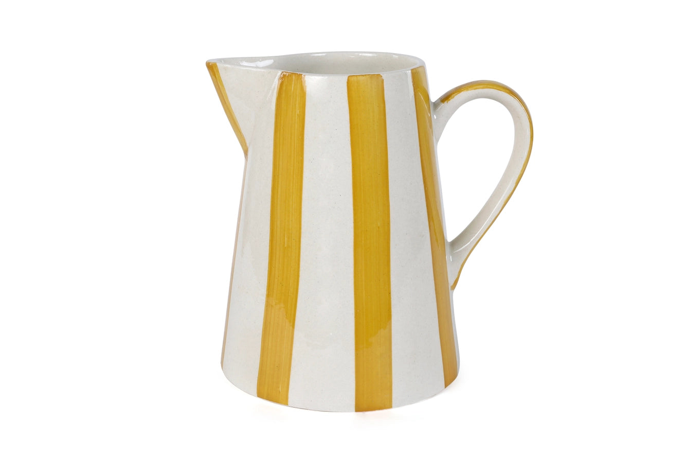 Ceramic Stripe Pitcher in Yellow, from Casa Amarosa
